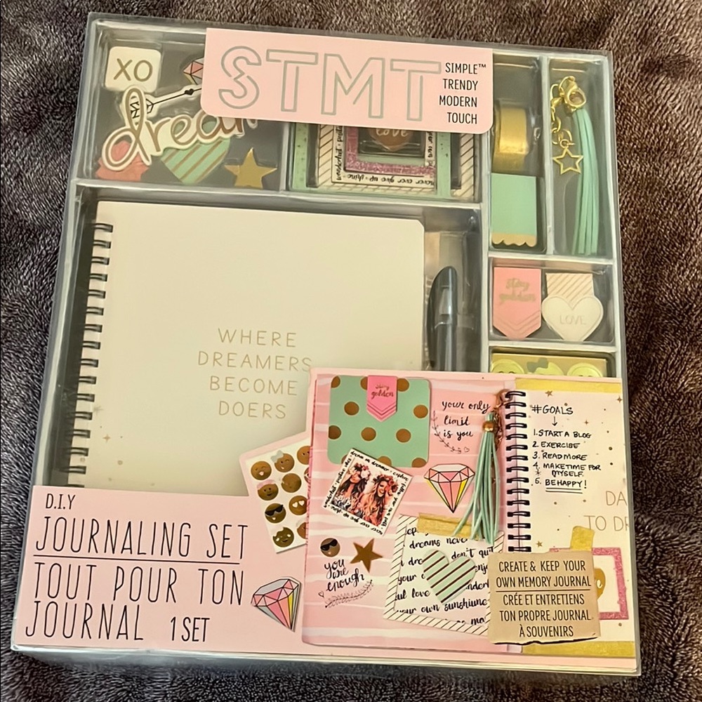 Journaling Set Spiral-Bound Notebook w Stickers Note Cards by STMY